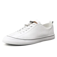 mens sneakers fashion leather casual shoes lace up new 2020 sneaker rubber sole non slip breathable soft flats men white shoes