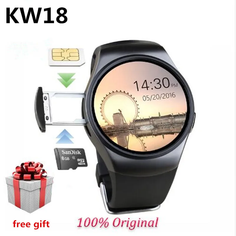KW18 Полный Круглый ips сердечного ритма Смарт часы MTK2502 BT4.0 умные часы для ios и Android samsung умные часы
