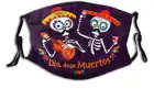 Маска на лицо День мертвых, декор и подарок, мексиканская Бандана с 2 фильтрами для мужчин и женщин, маска на Хэллоуин