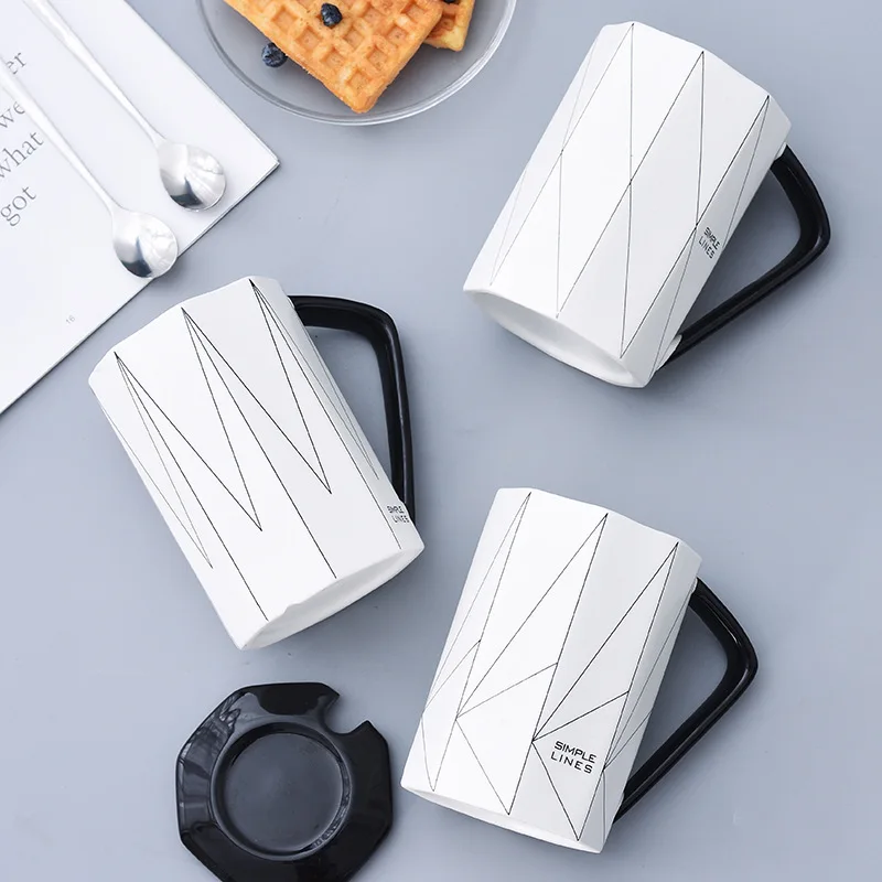 Креативные высококачественные керамические кофейные кружки с геометрическим