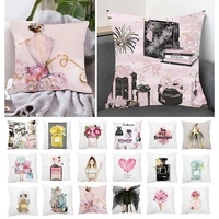 perfume bottles velvet cushion cover hand painted flowers pillowcase home cojines decorative throw pillow covers throwcouch