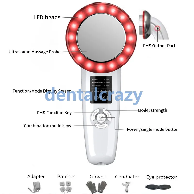 Beste 6 In 1 Echografie Infrarood Ems Lichaam Vermagering Massage Vet Brander Gewichtsverlies Beauty Tools