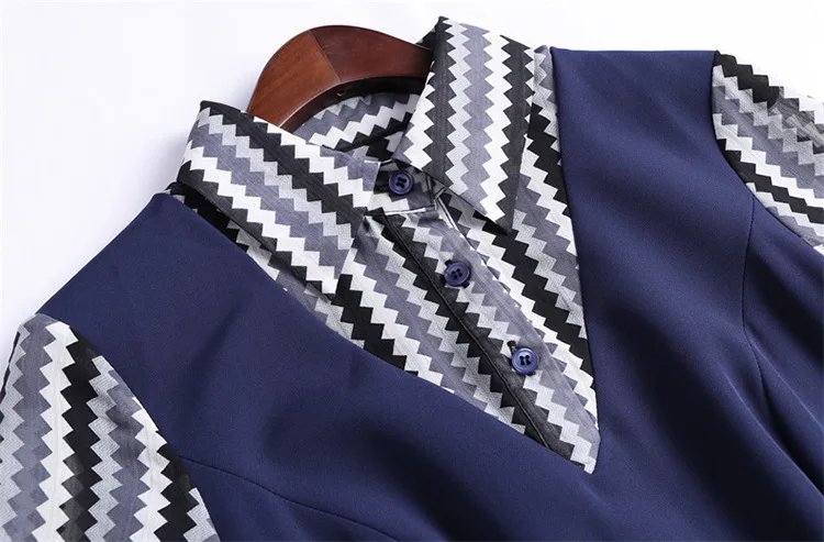 

MIUXIMAO Top Quality 2019 Fall winter Vintage Dress Women Long Sleeve Blue Casual Silm Office Dress Women Vestidos With Belt