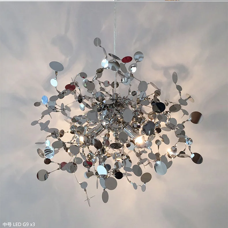 Terzani argent освещение ручная работа нержавеющая сталь люстра с листьями лампа для