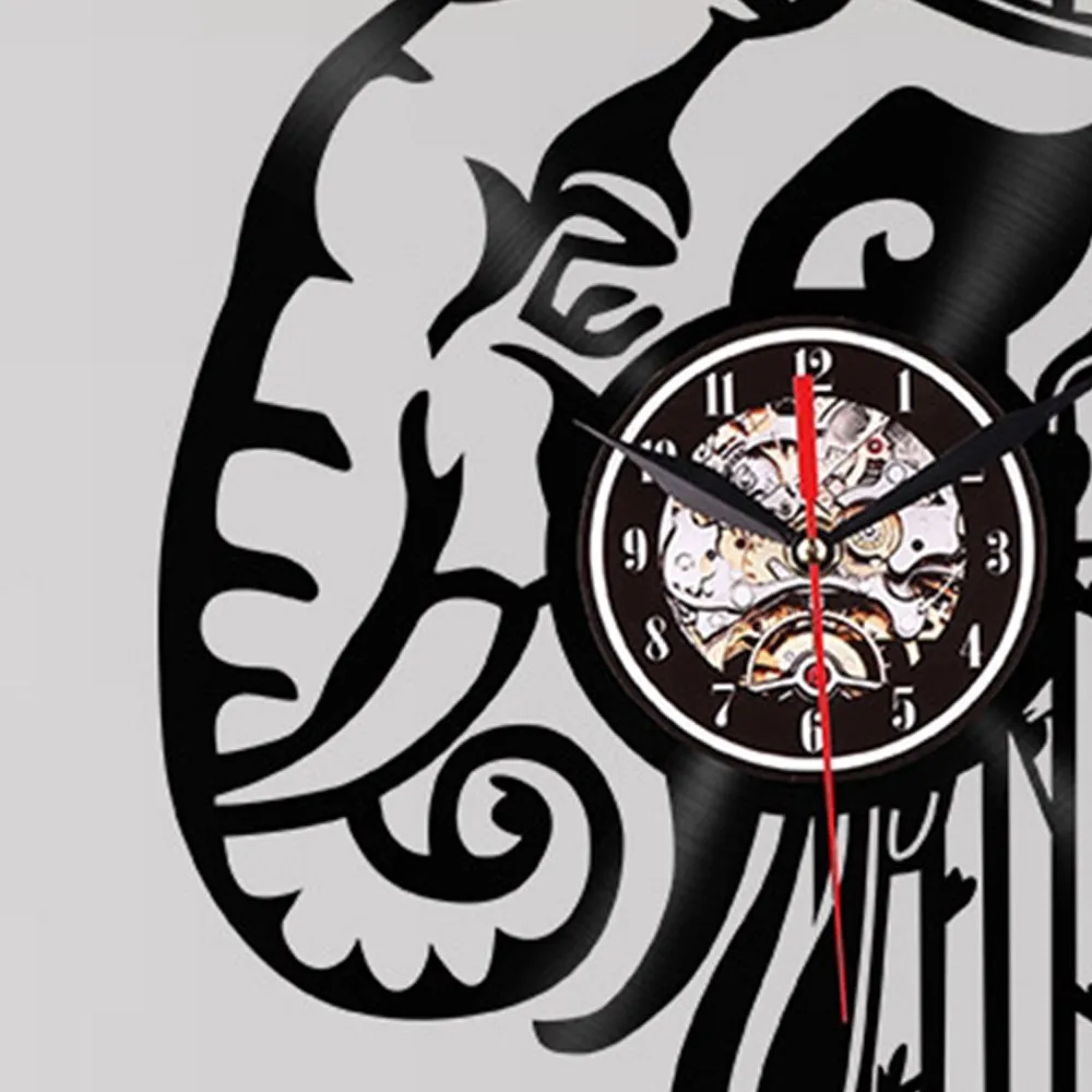 3D Ретро Настенные часы силуэт слона художественная декоративная стена дикие