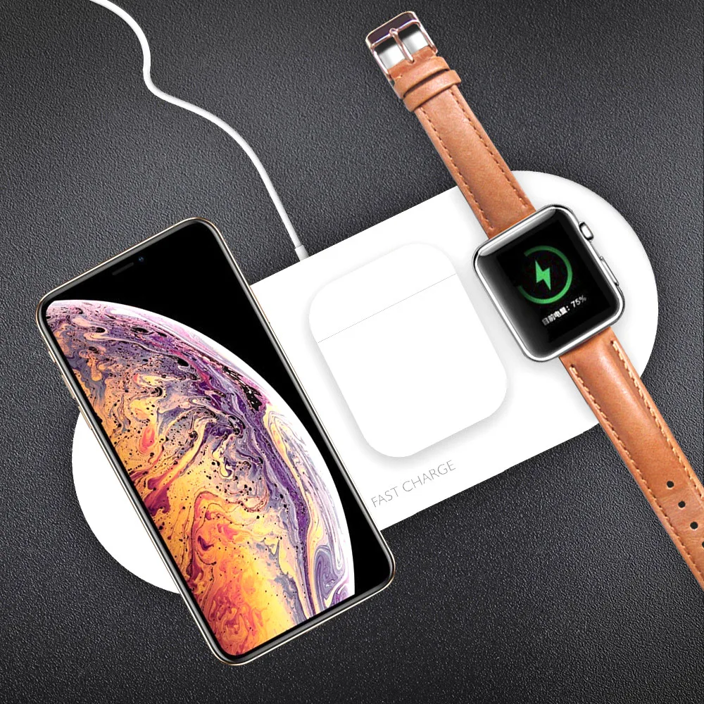 3в1 10 Вт Беспроводная зарядная станция Подставка для iPhone Apple Watch 1 2 3 4 Airpods носимые
