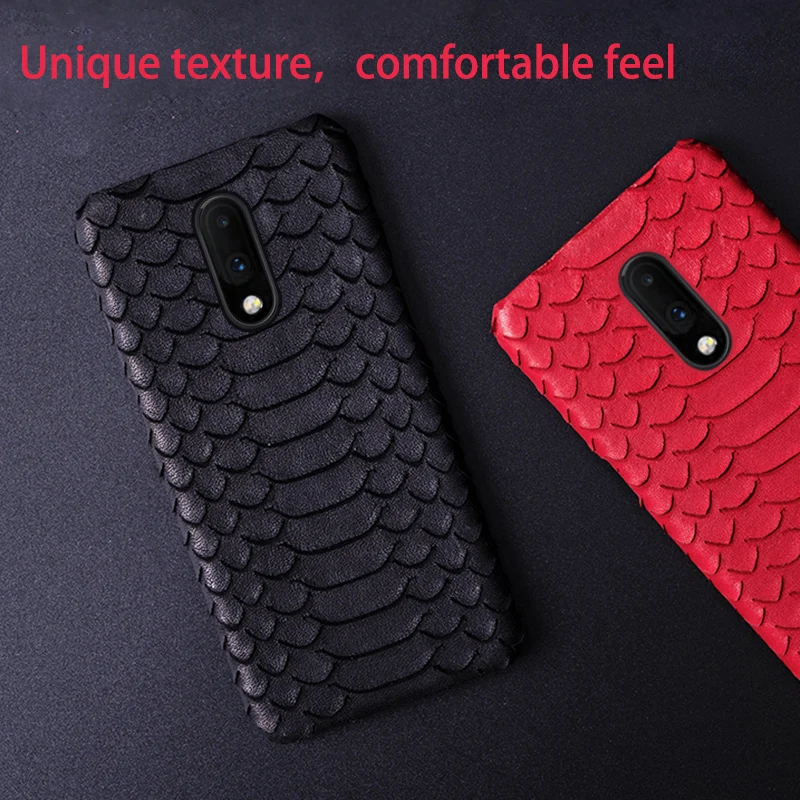 

Phone Case For One plus 6 6T 7 7 Pro Cowhide snake texture Case For 3 3T 5 5T Back cover