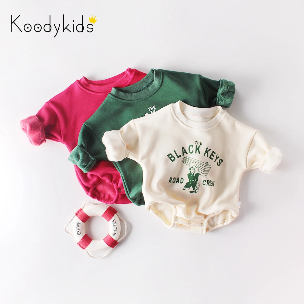 Осенне зимние боди Koodykids для маленьких девочек и мальчиков детский Плюшевый