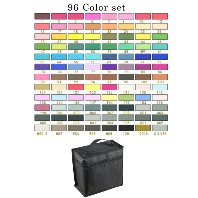 96 Color with a bag Улучшенный художественный маркер спиртовые маркеры двуглавый маркер ручка комплект, принадлежности для живописи красочные водонепроницаемые ручки кисти ручка чертежные маркеры - Цвет: 96 Color with a bag