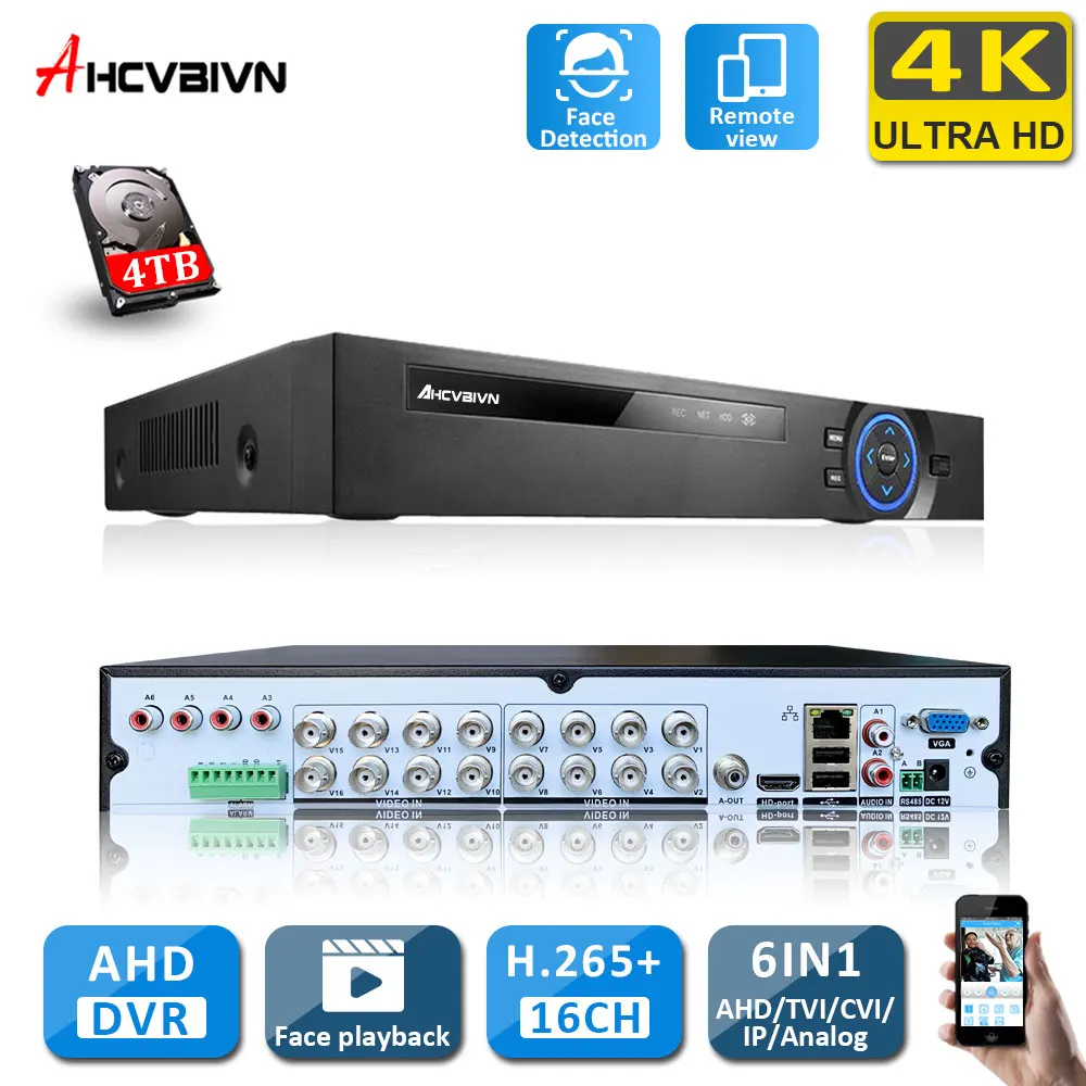 

16CH 4K 8MP 5MP Hybrid AHD DVR Human Motion Detection CCTV Video Surveillance Recorder 16 Channel DVR Security Camera System