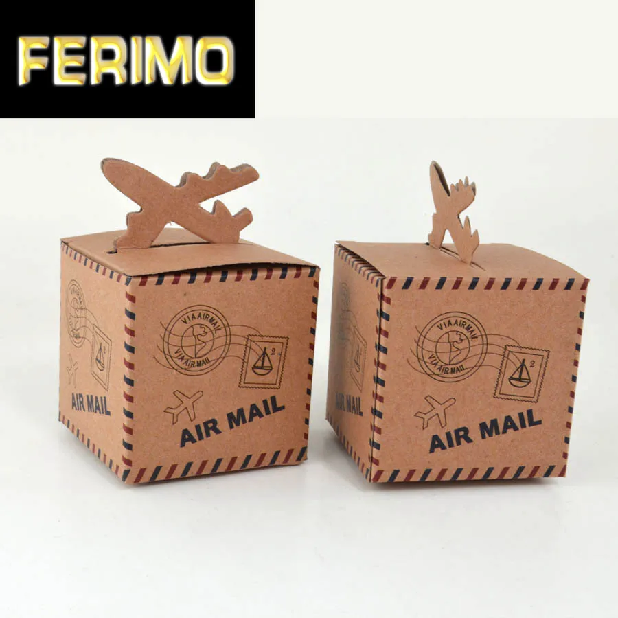 10 шт. винтажная подарочная коробка в крафт стиле с воздушной почтой простая