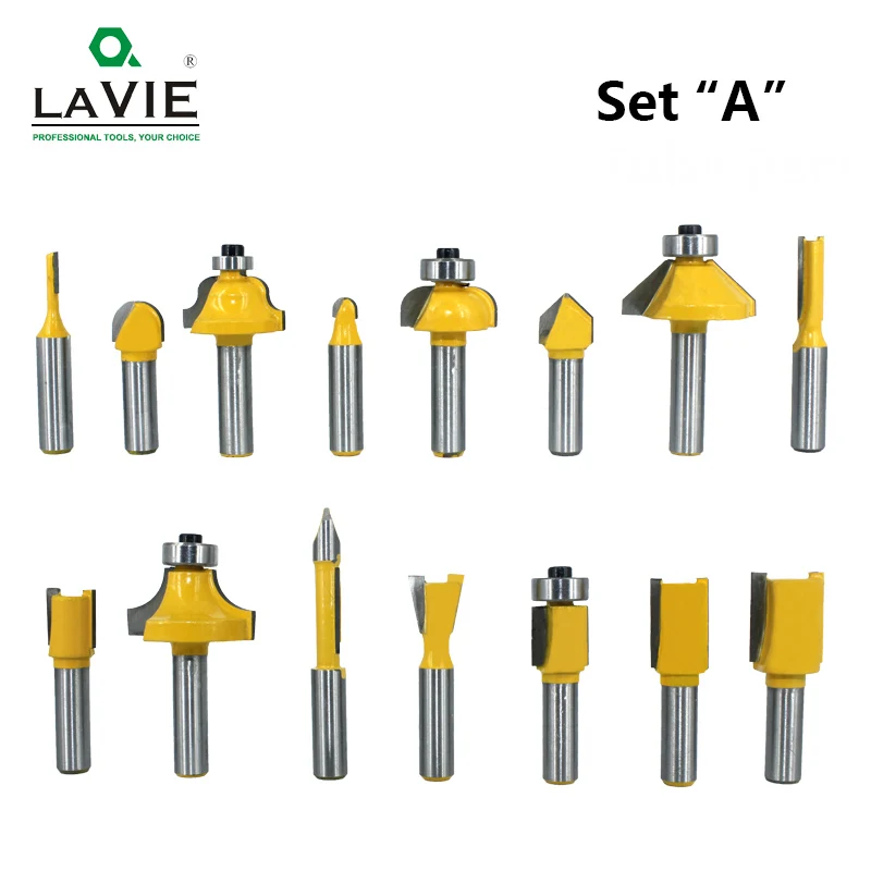 LAVIE 15pcs 8mm Router Bit Set Trimming Straight Milling Cutter for Wood Bits Tungsten Carbide Cutting Woodworking MC02006 | Инструменты