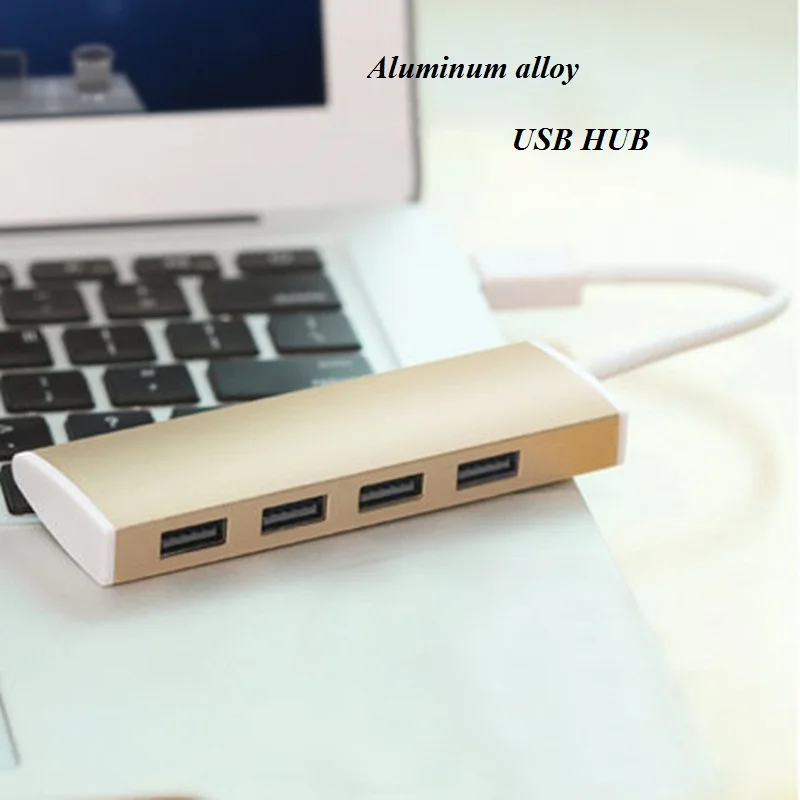 Алюминиевый сплав USB2.0 концентратор 4 порта Серебряный Золотой USB сплиттер 30 см