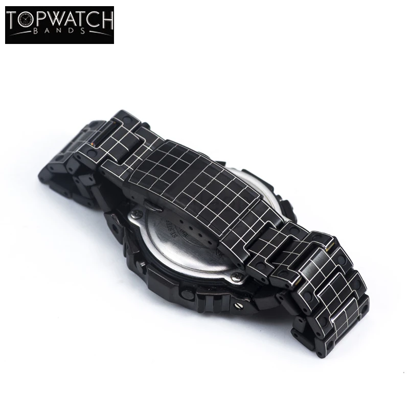 

New Design DW5600 Watch Band Black Grid For GW-M5610 GW-5000 Stainless Steel Laser-Etched Watchband Metal Bezel Set With Tools