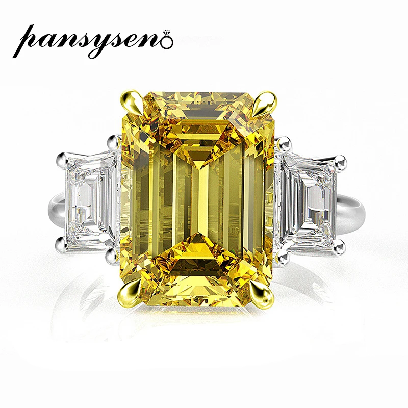 

PANSYSEN элегантные женские 10x14 мм цитрин горный изумруд кольца для женщин 100% подлинной стерлингового серебра 925 ювелирные изделия кольцо 6 Цвет...