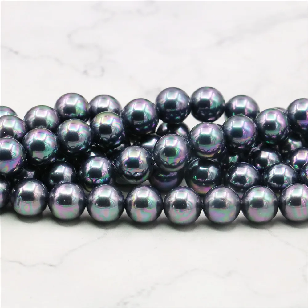 Натуральный камень 8 мм круглые жемчужные бусины в форме ракушек черного и Южно