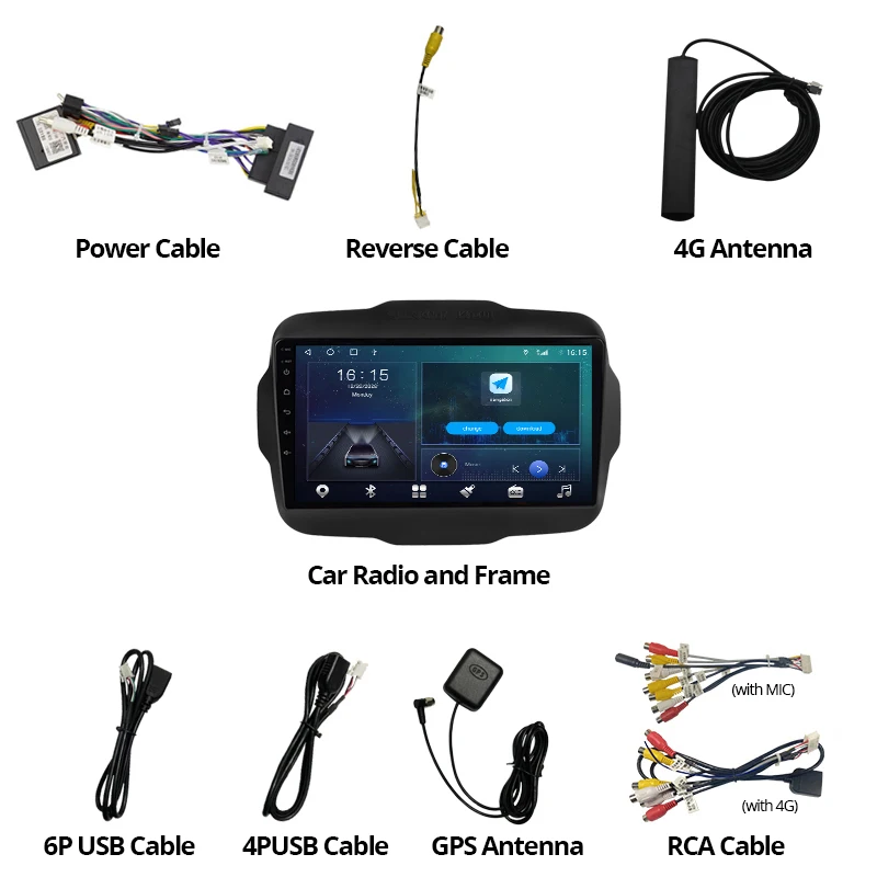 

TIEBRO 2 Din Android 10.0 Car Radio For Jeep Renegade 2016 2017 2018 Car Stereo With Screen Multimedia Player GPS Navigation DVD