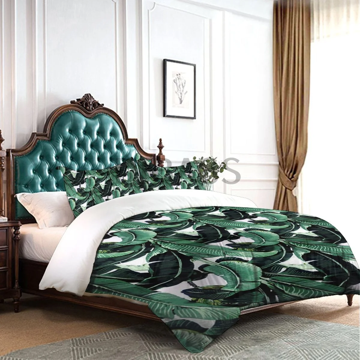 Комплект постельного белья с 2 наволочками из банановых листьев мягкой