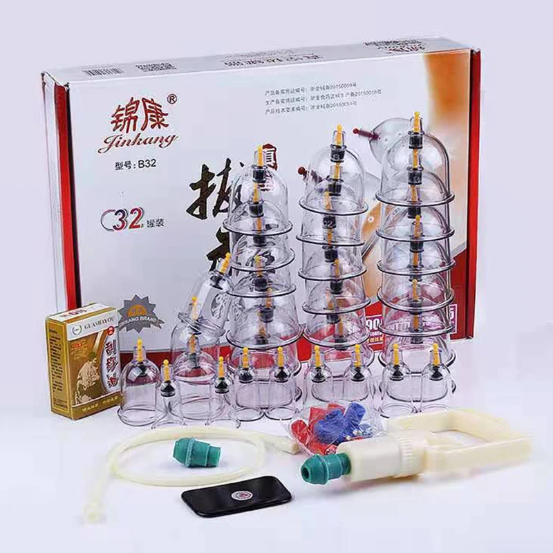 

Вакуумные банки для массажа, 32 шт., массажер для тела в виде банок, вентоза, чашки и кувшин, набор пластиковых банки для терапии