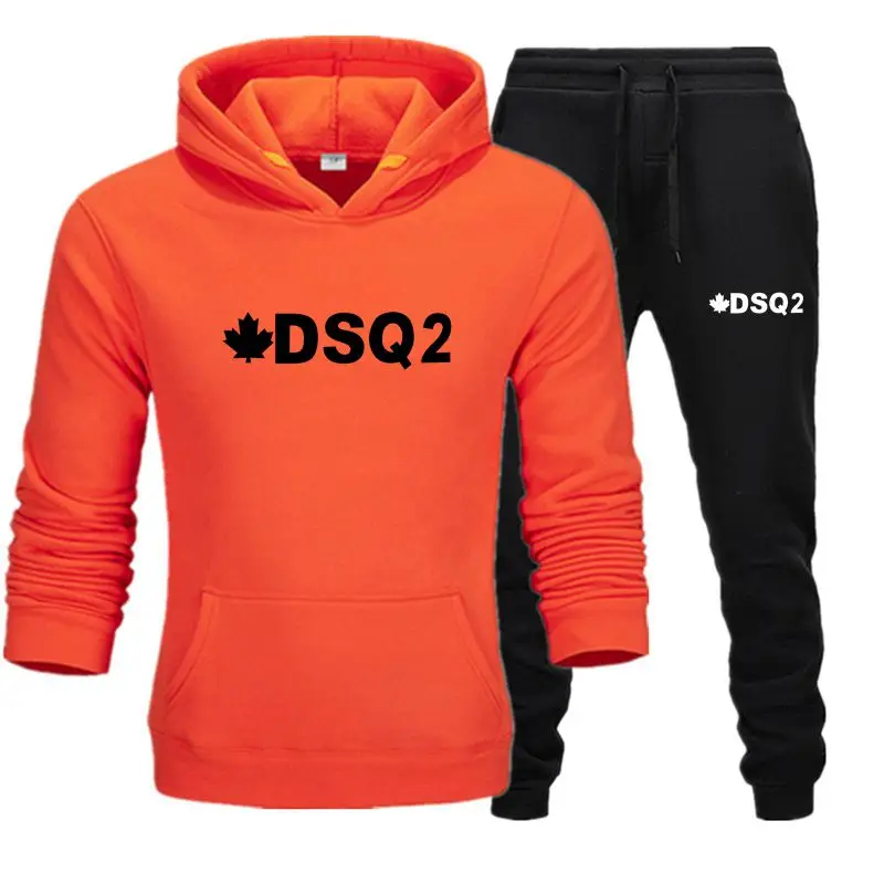 

DSQ2 Men's Suit Brand Pocket Hoodie + Pants Suit Sports Suit Men's Casual Fitness Fitness Sportswear Men's Sweatshirt Jogging Sp