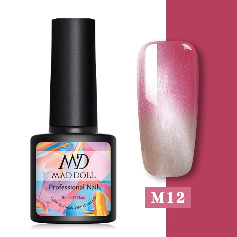 M12 MAD DOLL 8 мл Гель-лак для ногтей с эффектом «кошачий глаз» Магнитный впитывающий УФ гель-Лаки звездное небо нефритовый эффект лак черная основа необходимый маникюр декор - Цвет: M12