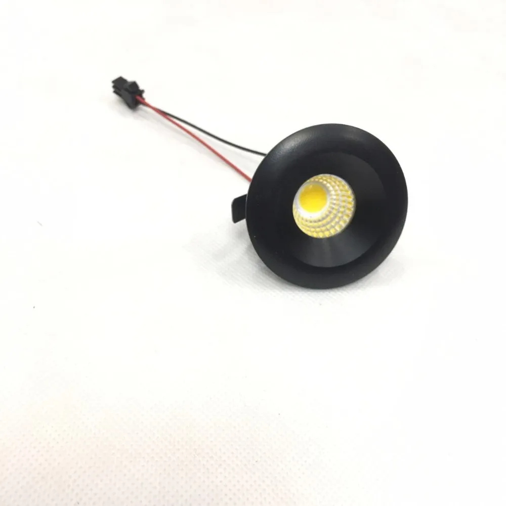 1 шт./лот, черный светодиодный светильник для шкафа, 3 Вт, cob, светодиодный светильник, диаметр 48 мм, AC85-265V, мини точечные потолочные светильники, белый/теплый белый светодиодный светильник