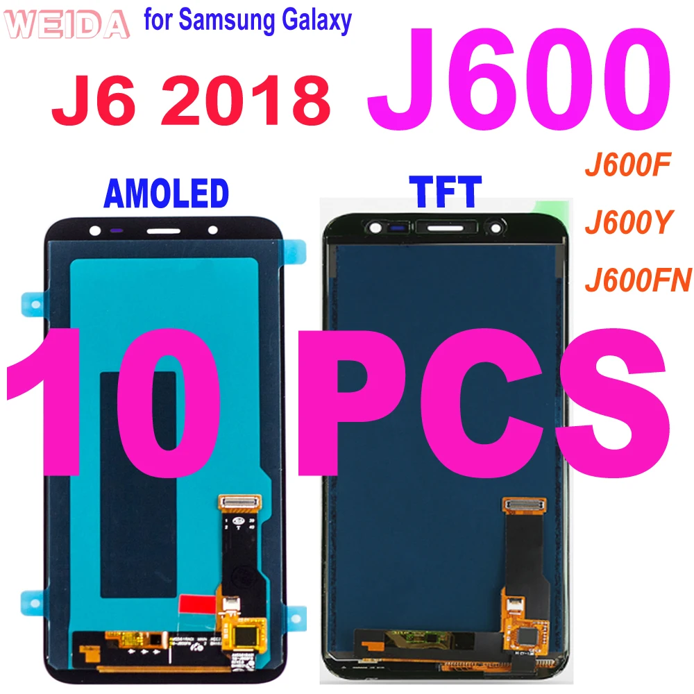 Pantalla LCD Super AMOLED para Samsung Galaxy J6, 100%, J600, J600F, J600FN, repuesto de montaje de pantalla t&aacute;ctil, 2018 probada, 10 Uds.-0