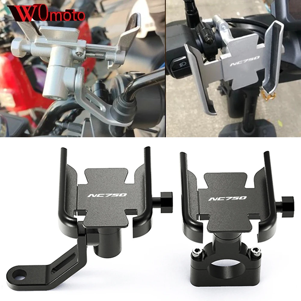 

With Logo NC750 For Honda NC750 NC750X Hot Deal Motorcycle Accessories Phone Holderbar Mirror GPS Stand Navigation Bracket