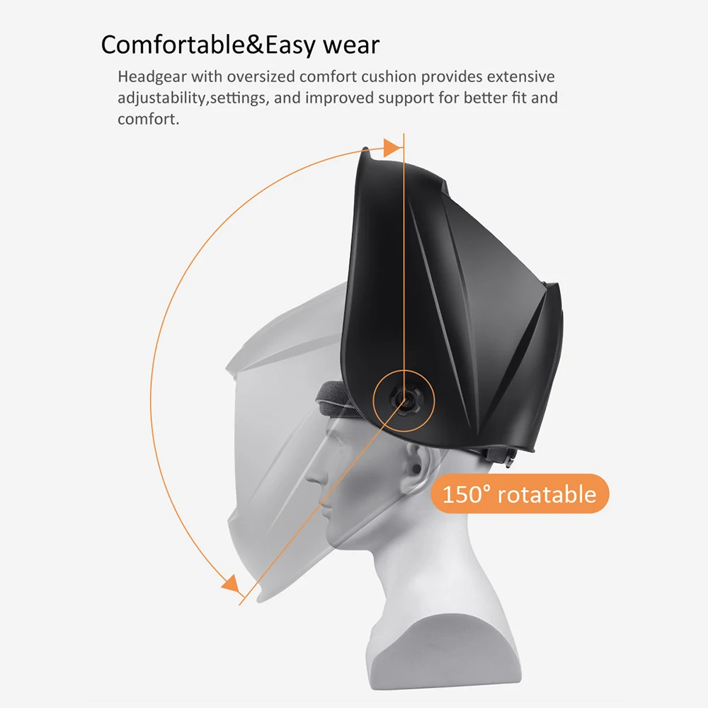 

100*97mm Large View Auto Darkening Welding Helmet True Color Welder Mask DIN4/5-9/9-13 1/1/1/2 Upgrade Helms for Grinder Cutting
