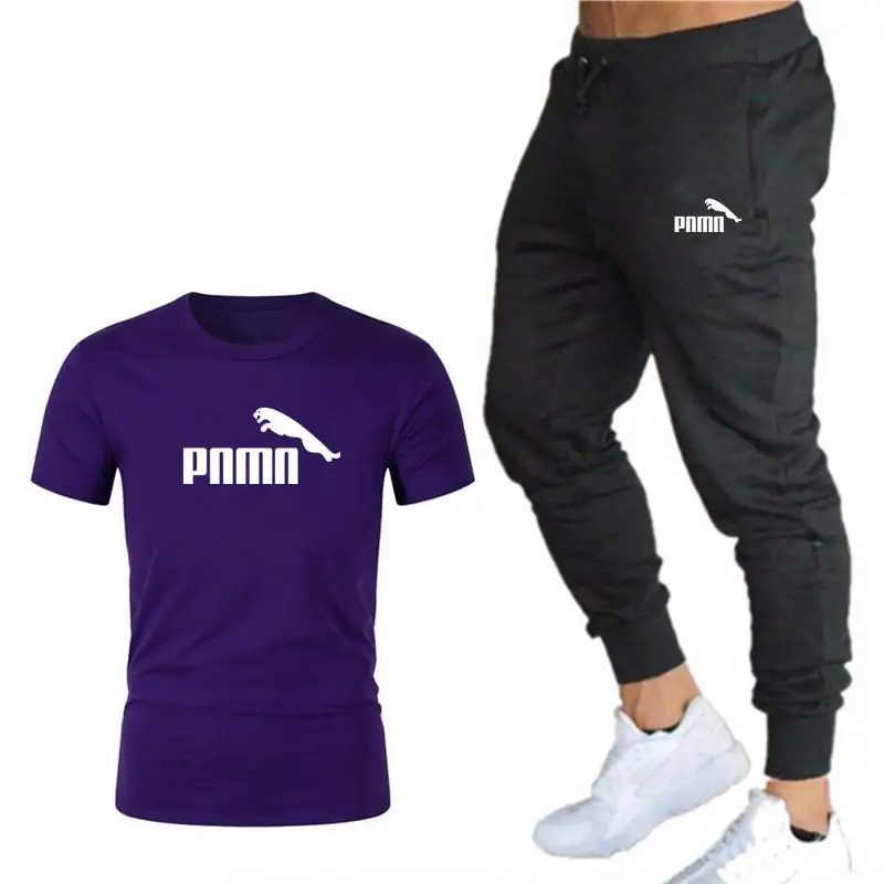 

2021 summer leisure men's brand suit men's sportswear T-shirt short sleeve suit 2 pieces