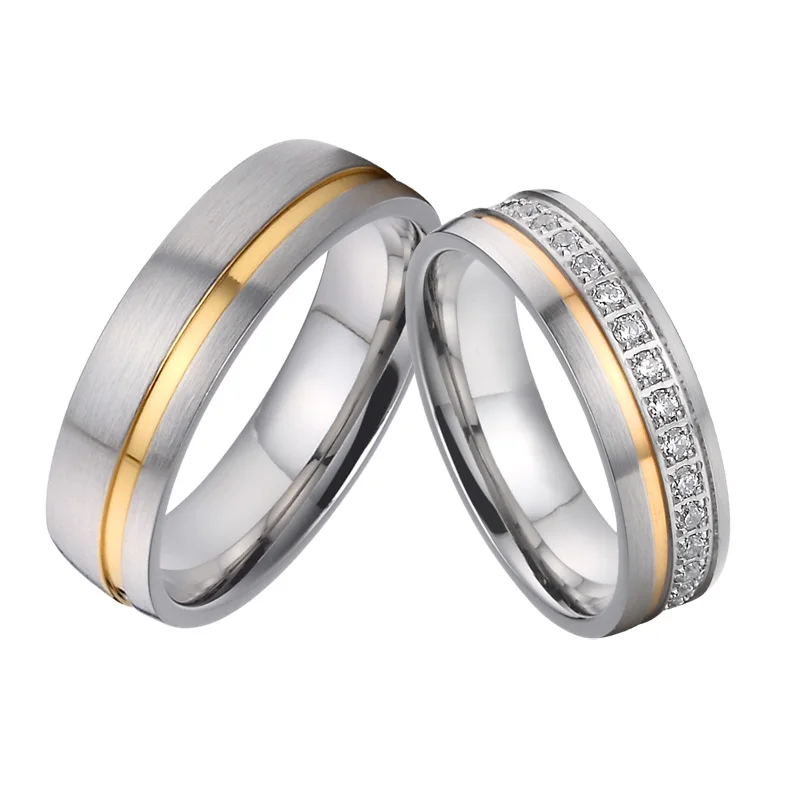 

Custom Marriage Alliance luxury titanium wedding ring set for men and women top quality handmade his and hers couple rings pair
