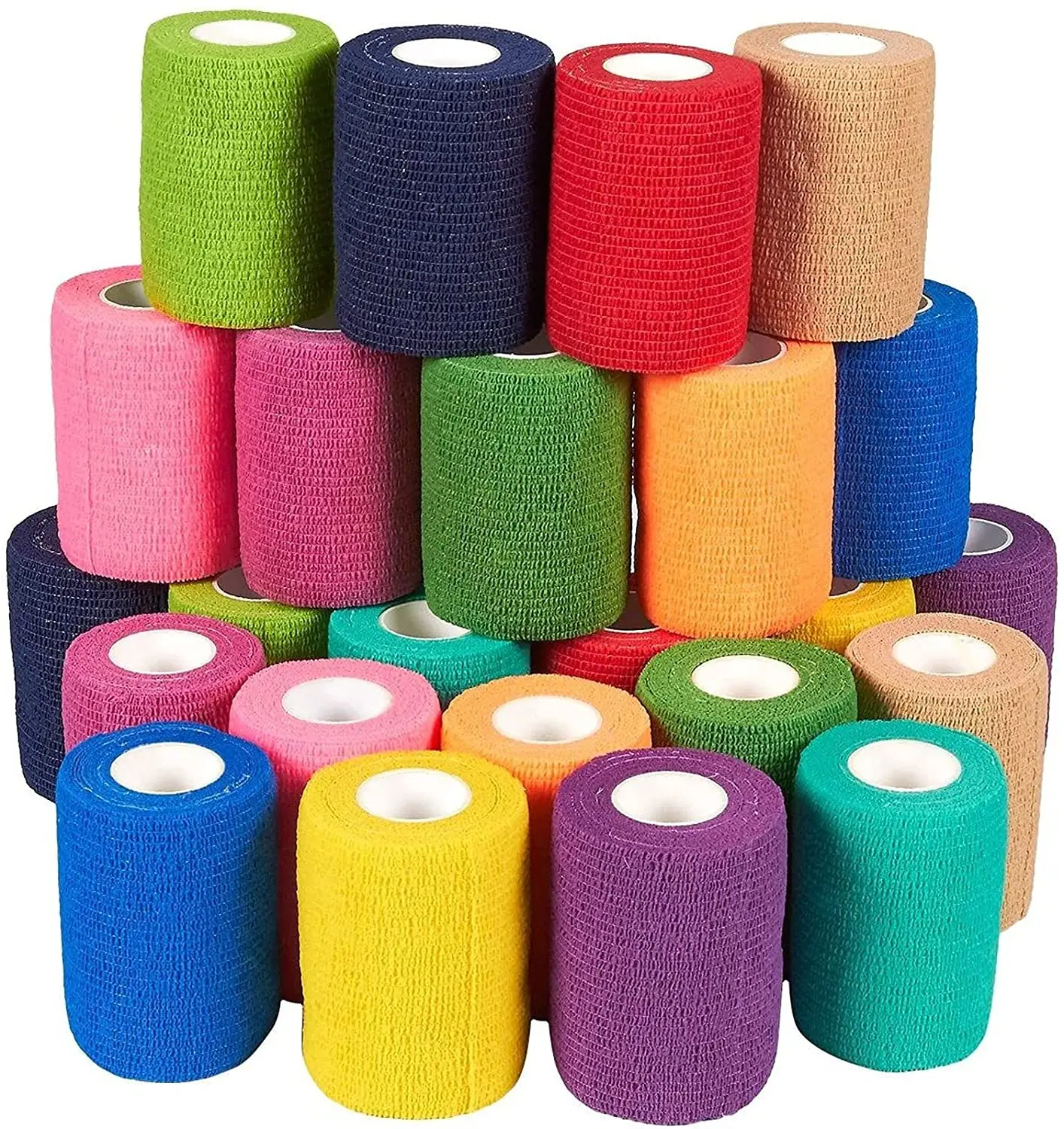 

24 Pack 7.5cm Cohesive Bandage Wrap Rolls Elastic Self-Adherent Tape for Stretch Athletic, Sports, Wrist, Ankle Sprains,Swelling