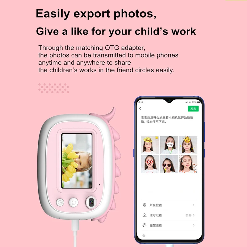 

Mini Anti-fall Printable Thermal Digital kids Camera Educational Toys Gifts Video Camera 3-inch IPS Children Camera