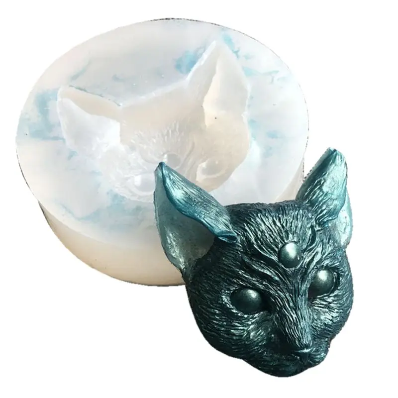 Epoxy Resin Cat Charms Silicone Molds Jewelry Casting Sphynx Cat 3 Eyes Kitty Horns Kitten Head Raven Crow Skull Mold images - 6