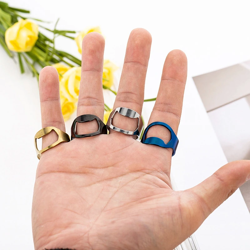 Kitchen tool Ring Bottle Opener Stainless Steel Beer Colorful Finger Bier for Party Family Gift Supplies | Дом и сад