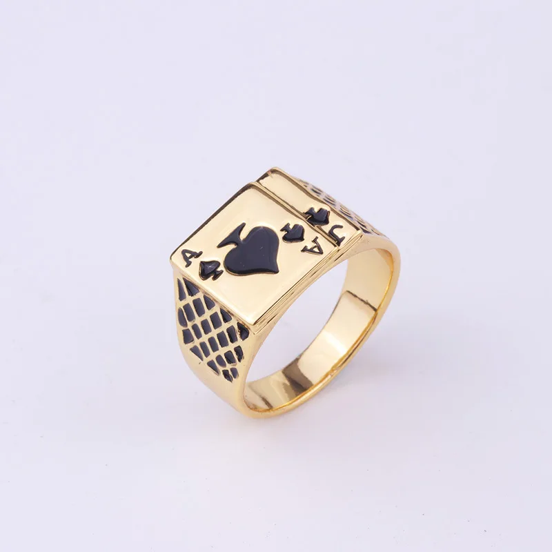 Мужское кольцо для покера с черной эмалью Размер 8/9/10/11/5/12.5|Кольца| |