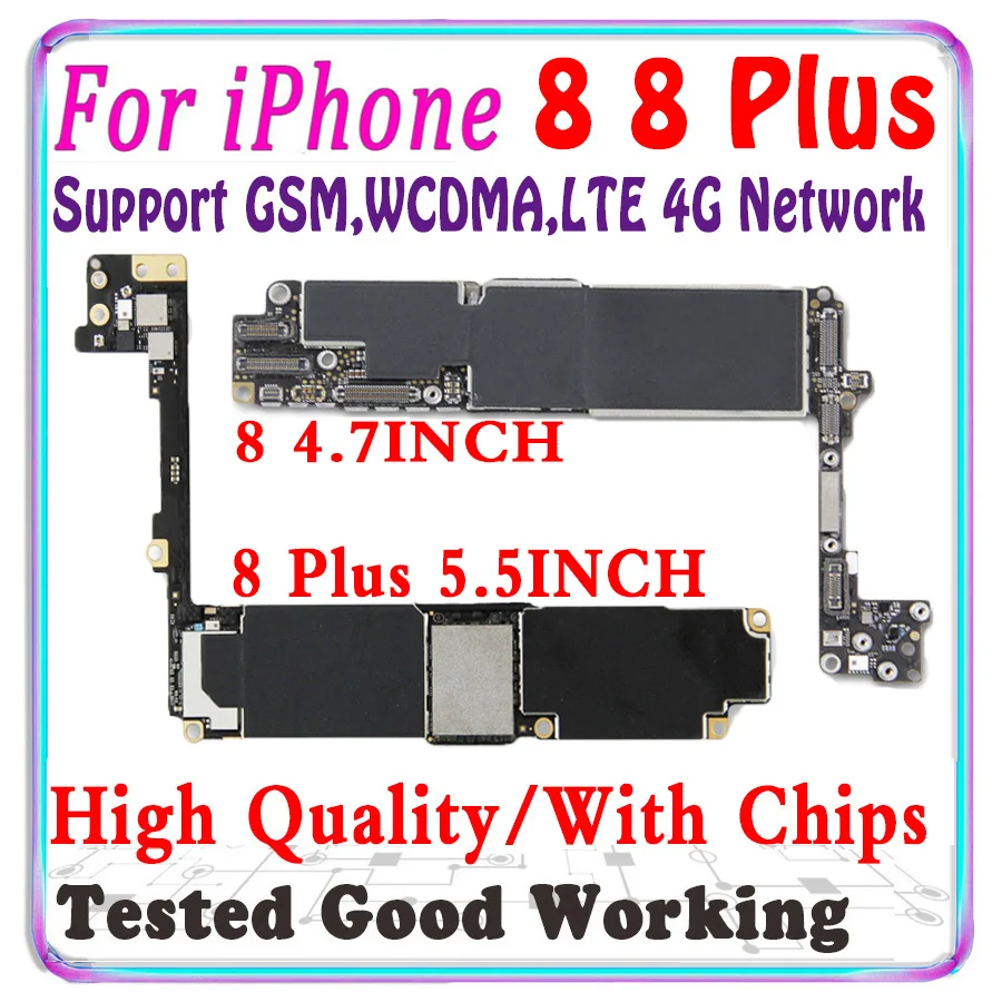 Бесплатная iCloud разблокированная материнская плата для iPhone 8 Plus с Touch ID черная