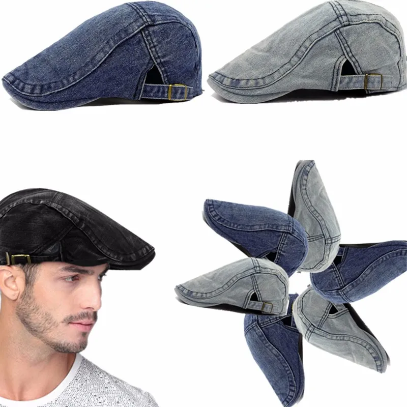 

21 Styles Unisex Beret Newsboy Jeans Cap Vintage Duckbill Denim Outdoor Hats Flat Brim Caps Elastic Baseball Hats