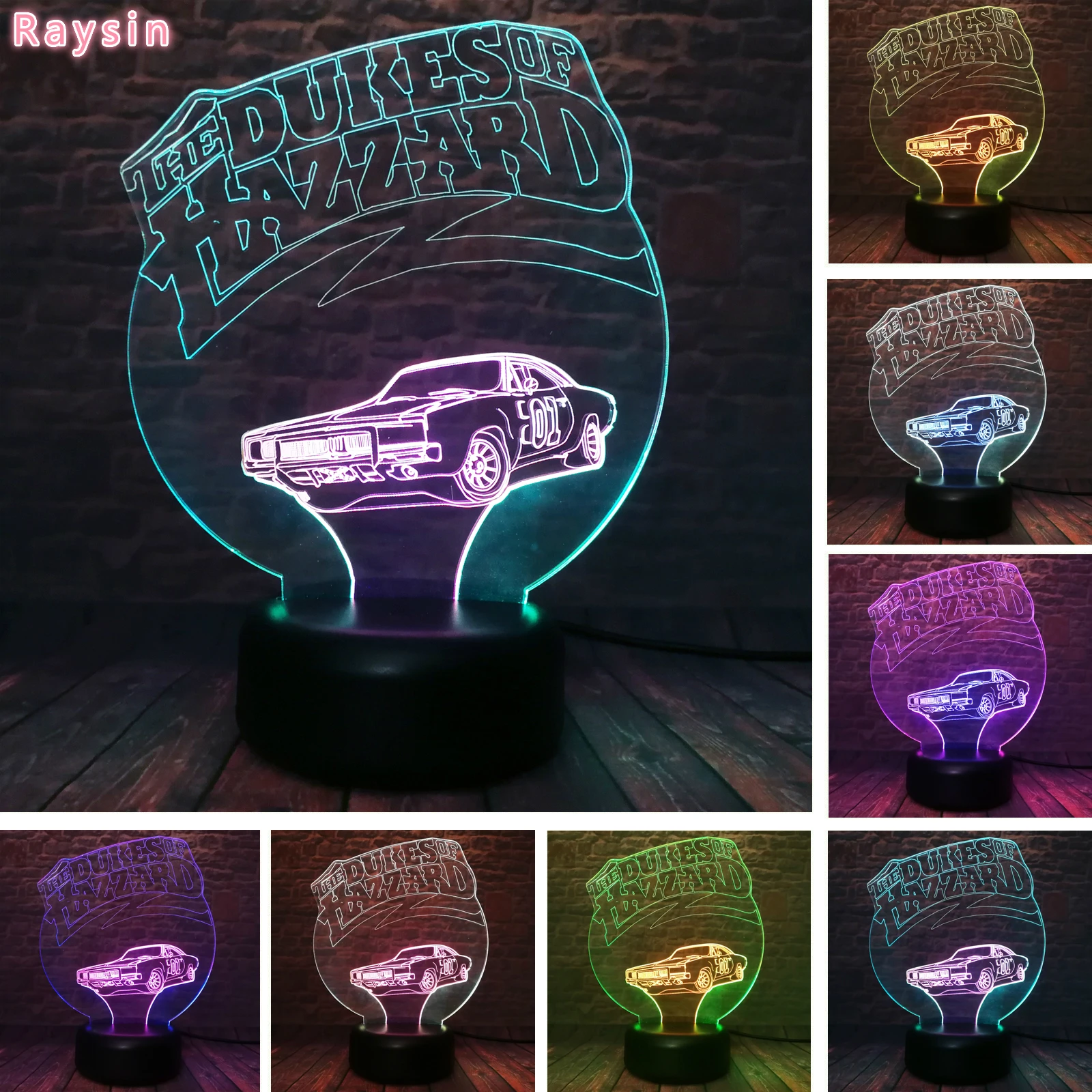 3D LED 01 AUTO The Dukes of Hazzard автомобильный ночник RGB 7 двойных цветов сменный декор для