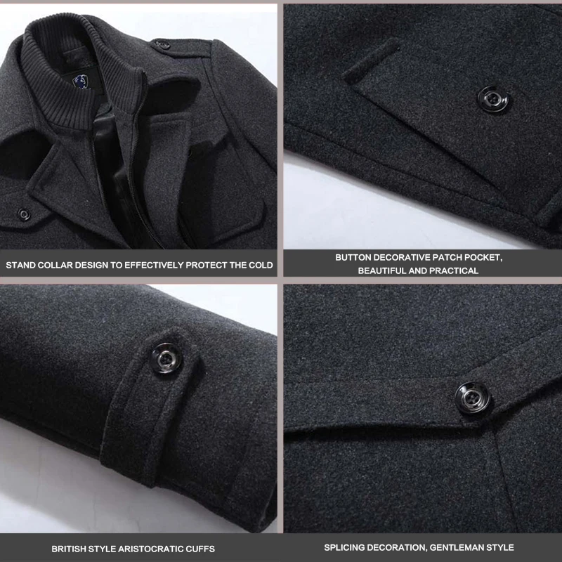 Мужская куртка шерстяное Пальто флисовое зимнее пальто мужское кашемировое