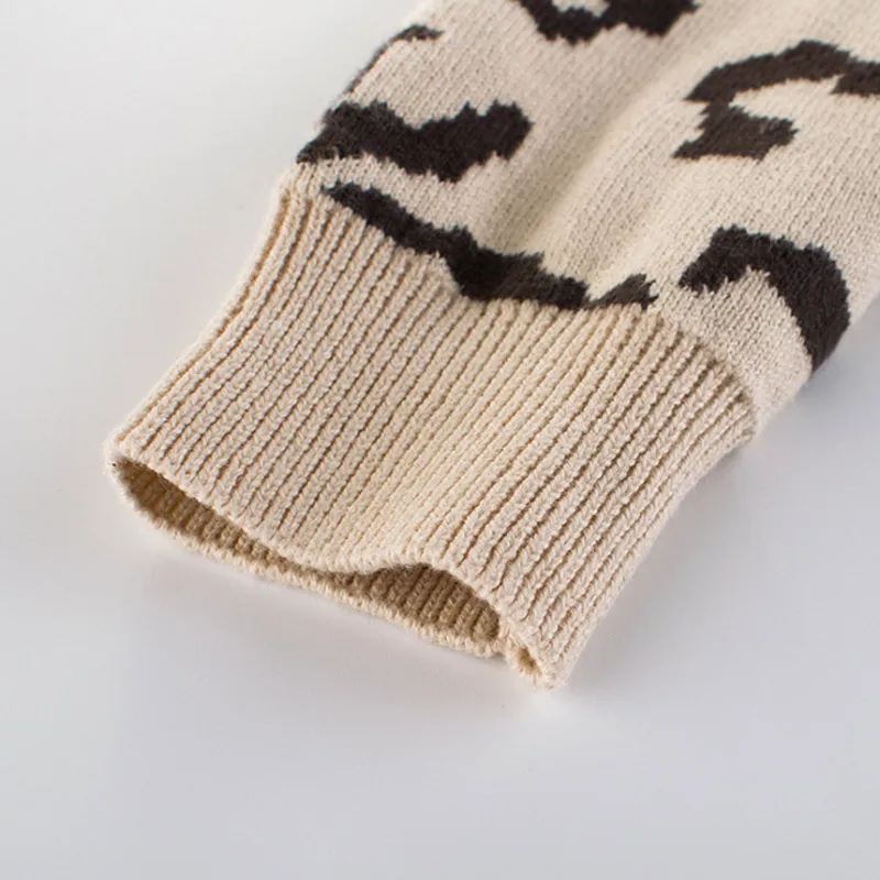 Трикотажные кардиганы для маленьких девочек свитер с леопардовым принтом