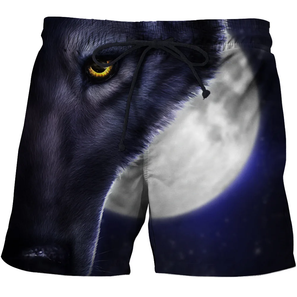 

2021 oversized summer wolf head 3D digital printing men's holiday beach pants summer leisure swimming breathable sports shorts