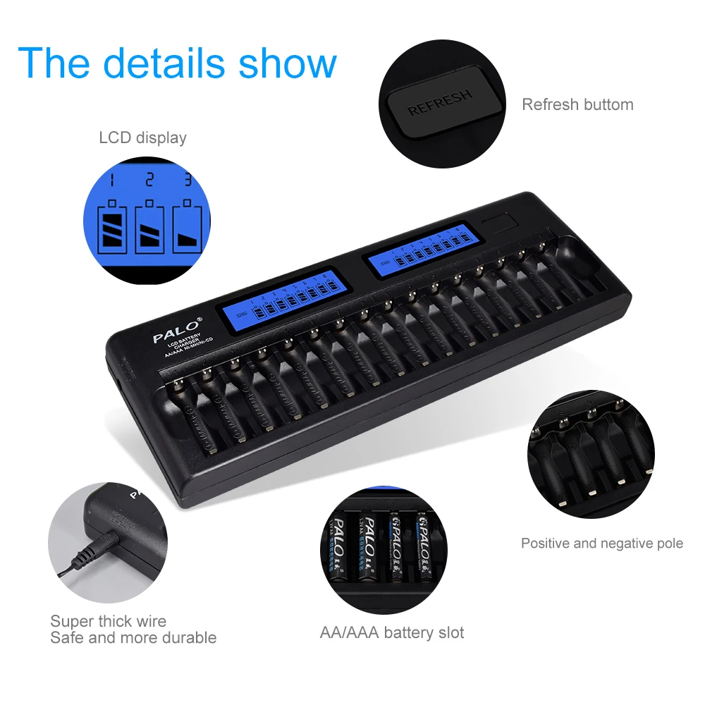 8 48 slots fast smart charger lcd display intelligent aa aaa battery charger for 1 2v aa aaa ni mh nicd rechargeable battery free global shipping