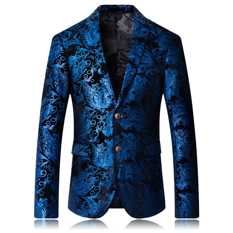 

Boutique personality gold blazer, trend 2019 new men's slim suit jacket, large size nightclub hosted party dress men's S-5XL