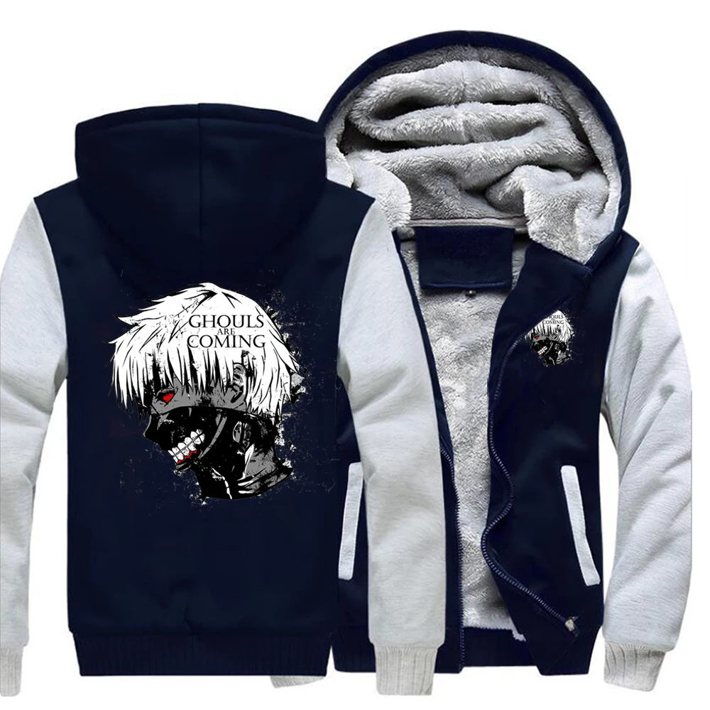 

Tokyo Ghoul Japanese Black Death Loose Hoodies Winter Warm Street Jackets Top Men Thick Hoodie Printed Fitted Coat Sweatshirt