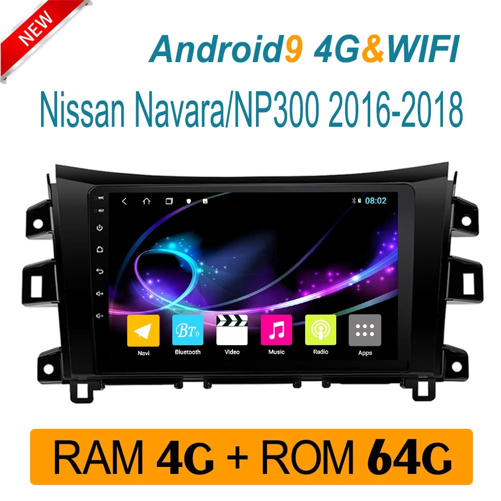Автомобильное радио RAM4G для Nissan Navara Np300 2016-2018 аудио видео мультимедиа GPS плеер ROM64G IOS carplay IPS экран 1 din Android on.