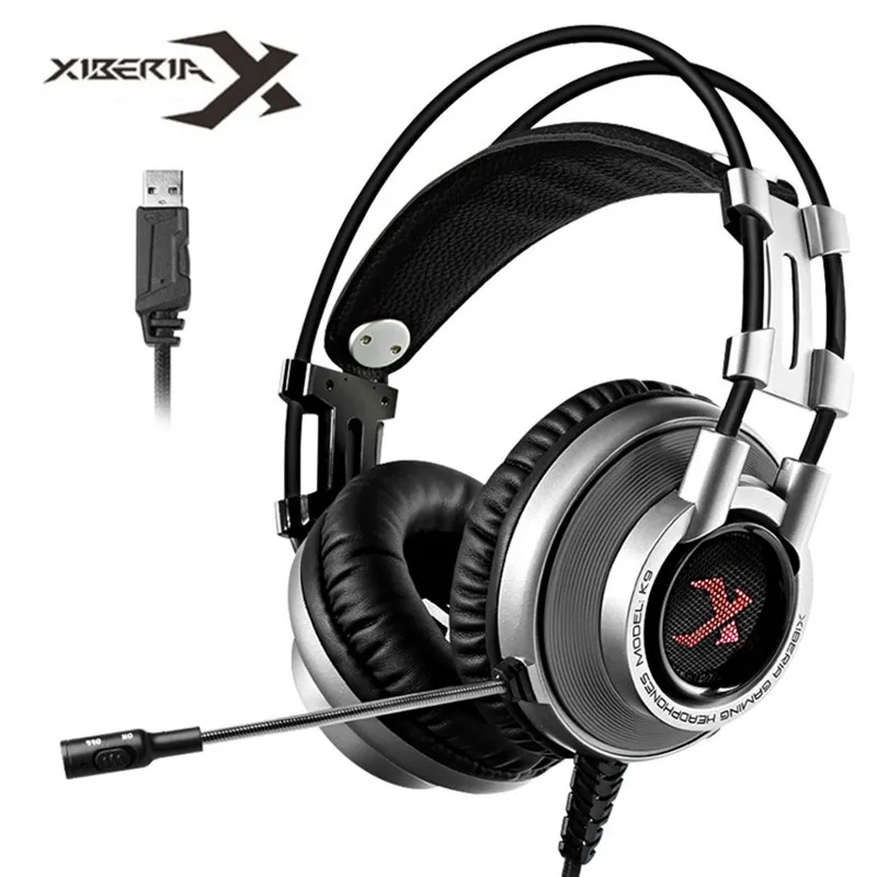 XIBERIA K9 7 1 вибрационная USB игровая гарнитура наушники глубокий бас светодиодный
