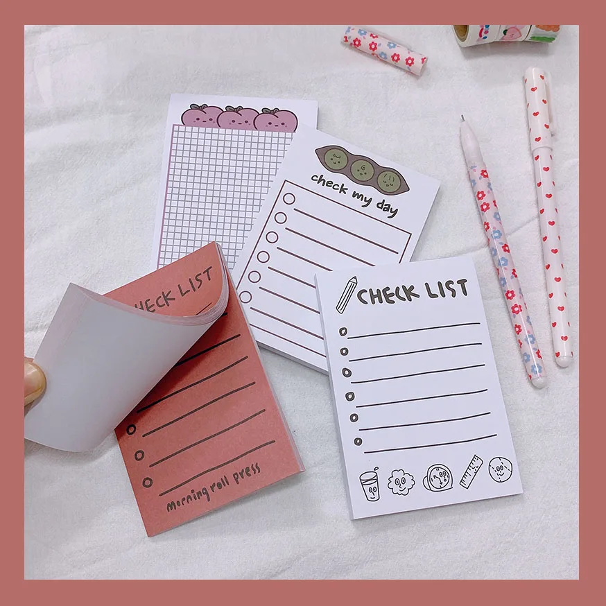 50 sheets Ins Simple style Students Sticky Notes Grid Peach Memo Pad creative To Do List Stationery Diy Kawaii Planner Stickers |