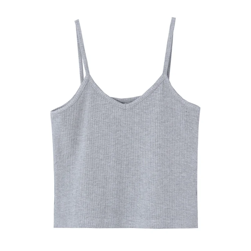 Women's Vest Self-made Six Color V-neck Sling 2021 Korean Version Summer New Pure Fashion Versatile Short Top | Женская одежда