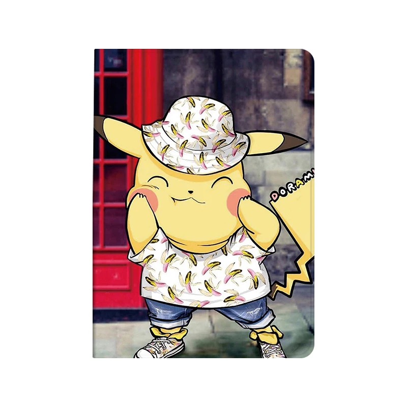 

Pikachu book type iPad case for Apple iPad pro 2020 12.9 11 10.5 10.2 9.7 Case silicone Soft Back Stand Smart Cover